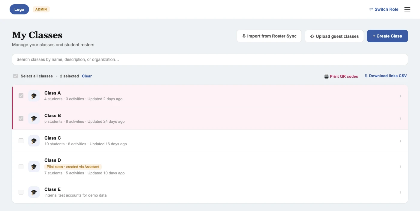 Bulk Class Management