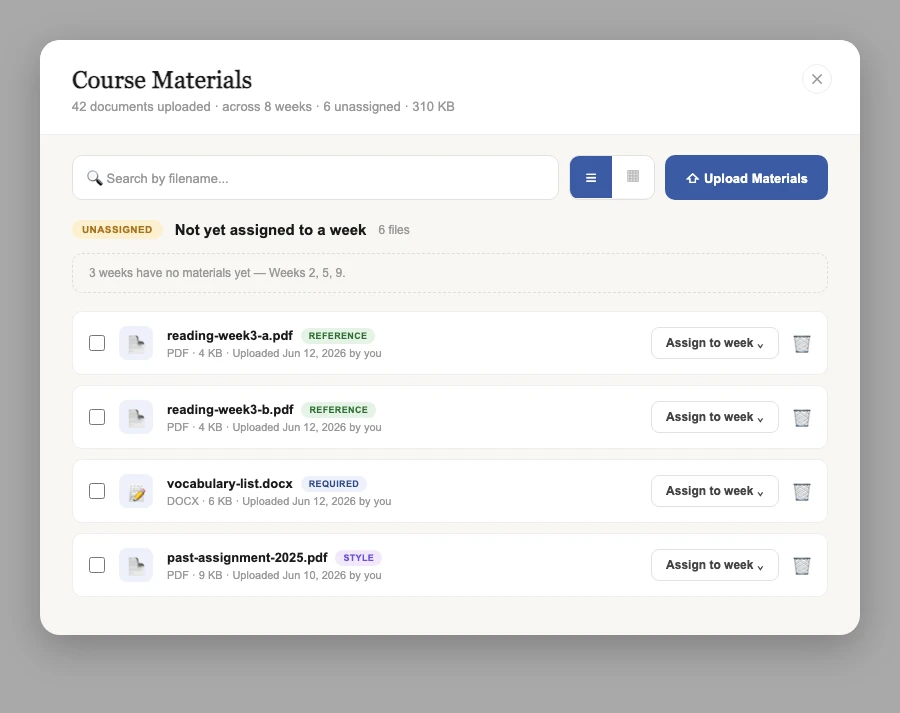 Course Materials — step 1 of 3
